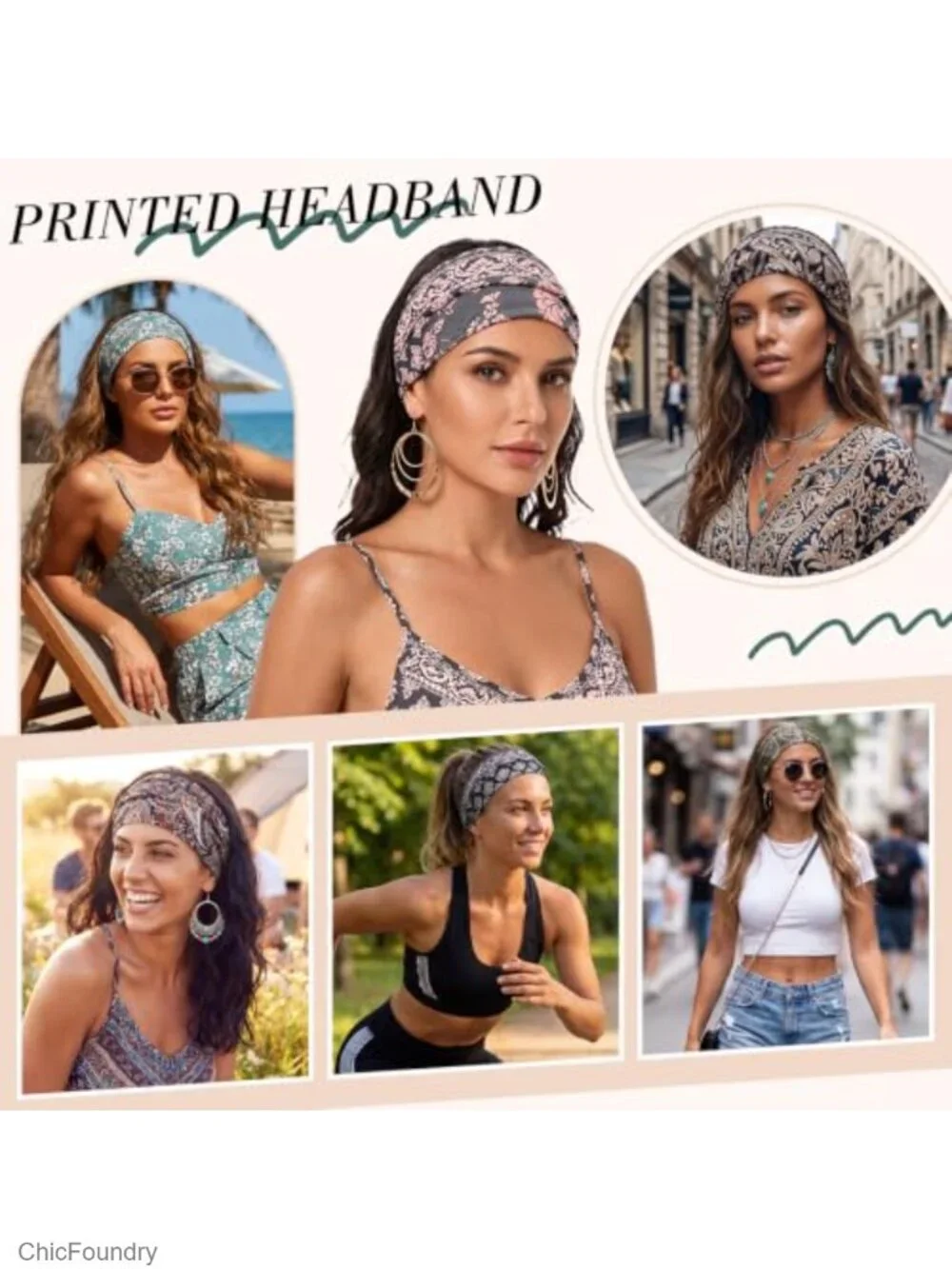 6 Pack Wide Headbands for Women, Non-Slip Stretch Hair Wraps, Boho Style